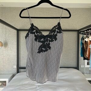 La Perla Maison Silk Black White Tank Top Cami Lingerie NEW